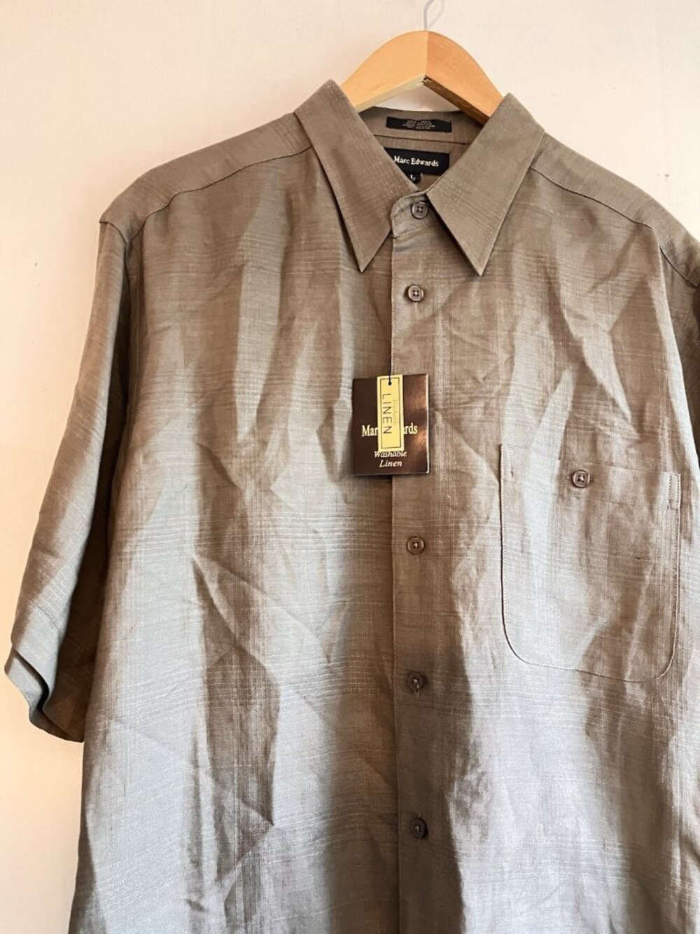 Marc Edwards Shirt Washable Linen Summer Fall Career Sz L NWT